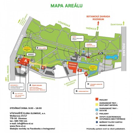 Mapa areálu Výstaviště Flora Olomouc